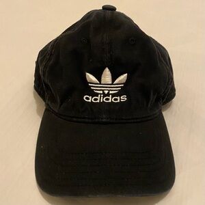 ADIDAS BLACK COTTON RELAXED STRAP-BACK HAT CAP ONE SIZE